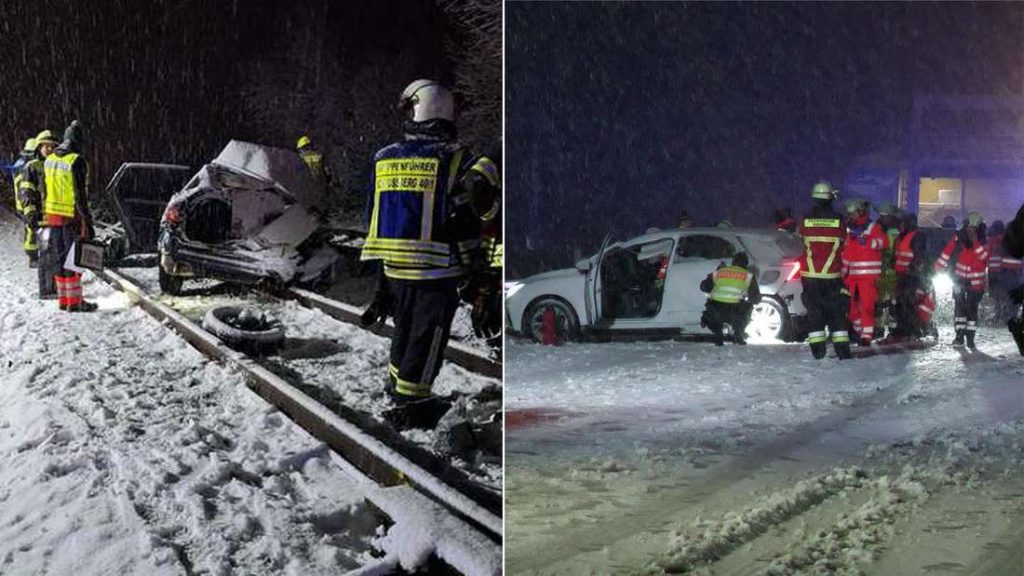 Wintereinbruch in Bayern sorgt für Unfälle, Verletzte, glatte Straßen und zahlreiche Rettungseinsätze