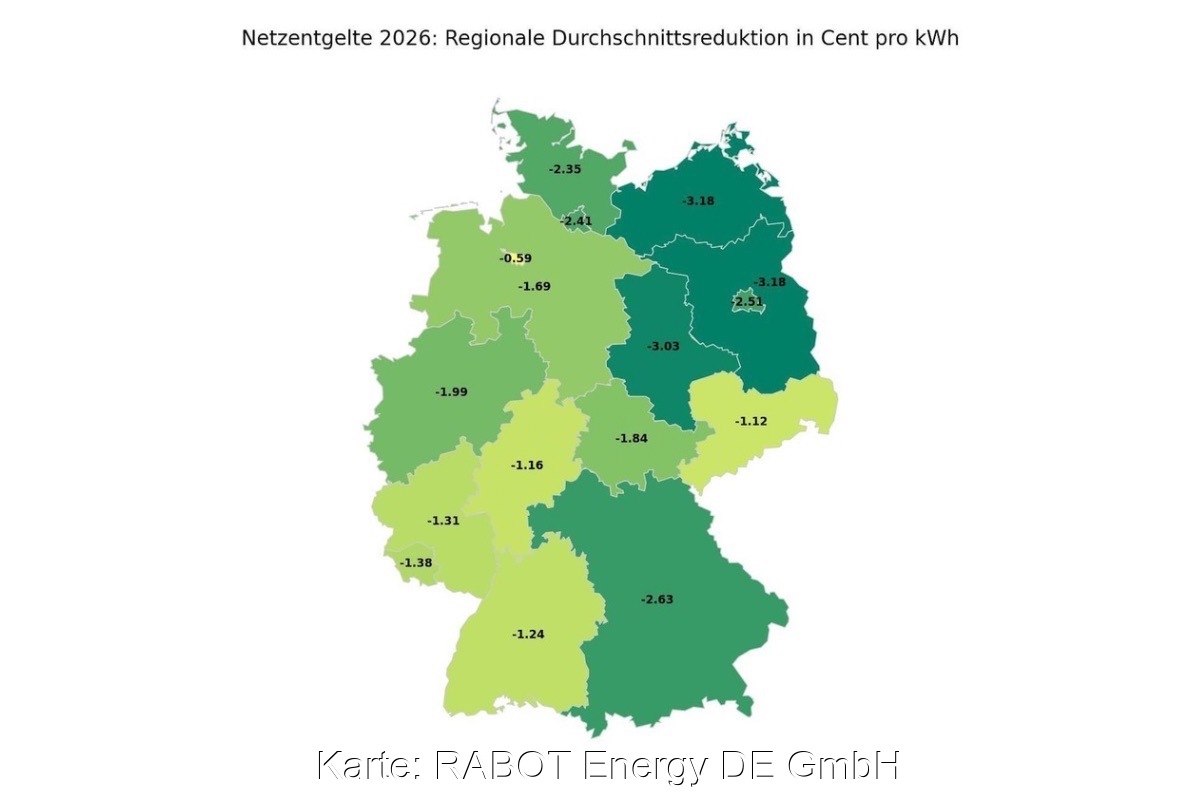 Die Netzentgelte im Jahr 2026 werden die Stromkosten senken, mit regionalen Unterschieden