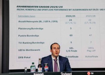 Finanzvorstand Julien Zamberk präsentiert die Finanzzahlen 2024/25 der Eintracht Frankfurt Fußball AG