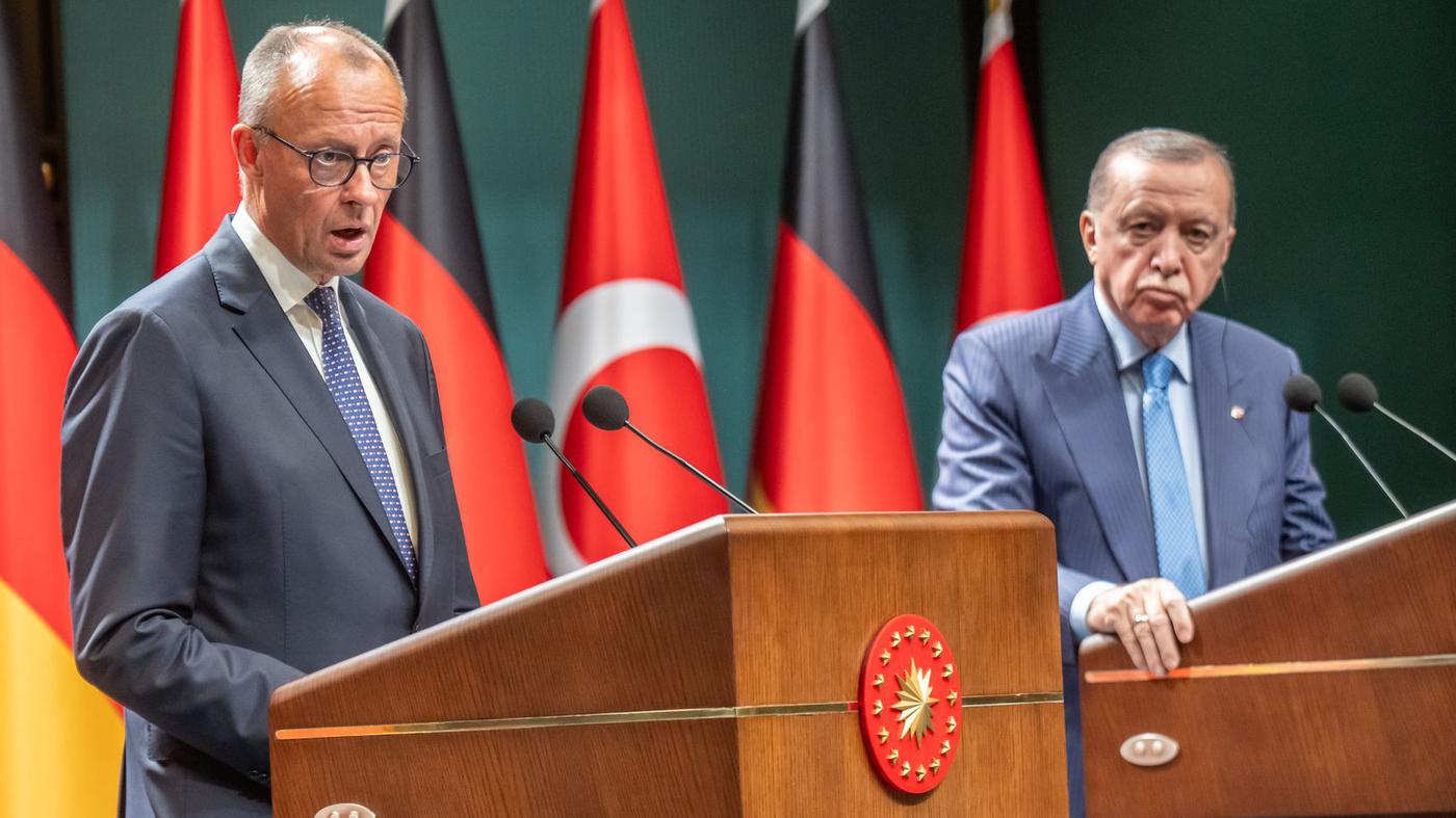 Beim Thema Gaza wird es zwischen Merz und Erdogan kurzzeitig eisig