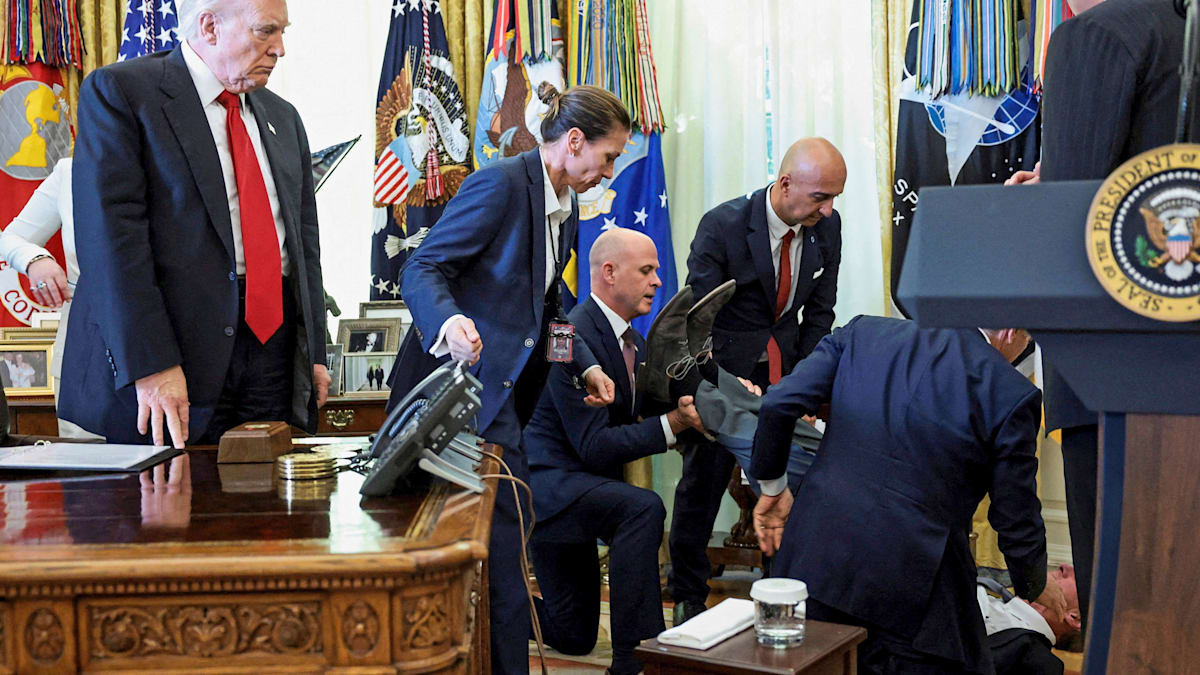 Donald Trump: Drama im Oval Office – Mann bricht direkt neben US-Präsident zusammen