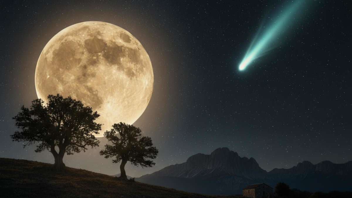 Supermond und Feuerbälle am Himmel