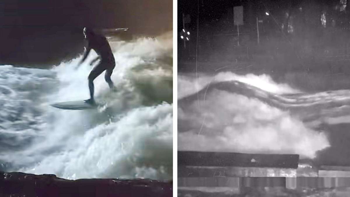 Auf der Eisbachwelle reiten plötzlich wieder Surfer