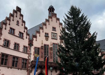 Frankfurt: Weihnachtsbaum „Frau Holle“ am Römerberg aufgestellt | hessenschau.de
